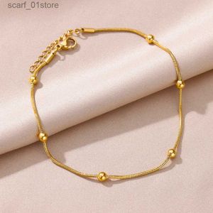 Anklets Stainless steel Anklet For Women Foot Bracelet Women Gold Color Vintage Adjustable Anklet Bracelet On Leg Foot Beach JewelryL231219