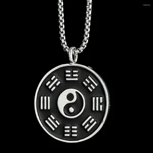 Collane con ciondolo Collana Yin Yang in acciaio inossidabile Cerchio Cinese Feng Shui Tai Chi Bagua Ciondoli Regalo portafortuna per gioielli di sicurezza e pace