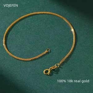 Charme Pulseiras VOJEFEN 18K Pulseira de Ouro Jóias Mulheres Original Luxo Na Mão Encantos AU750 Pulseiras para Adolescentes Jóias Finas e Acessórios 231218