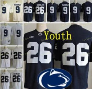 CUSTOM Youth Nittany Lions #9 Trace Mcsorley 26 Saquon Barkley Kids Big Ten Penn State Navy Blue White Ed College Football