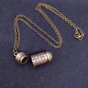 Anhänger Halsketten Retro Messing Feuerbestattung Urne Asche Zylinder Fläschchen Halskette Herz Sutra Geprägte Kette Charme Memorial Schmuck