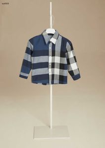 Moda bebê camisa gradiente xadrez impressão completa meninos casaco tamanho 90-130 cm menino vestido camisa crianças roupas de grife criança blusas dec05