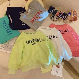 Pullover Spring Autumn Kids Sweatshirts for Boys Girls Print Print Long Sleeves Tops Children Sport Sweater Sweater left laby231215