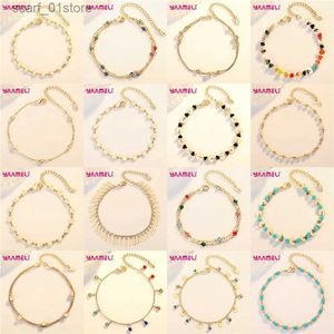 Ankiety 18 Style Boho Bohemia 925 Srebrny łańcuch stóp Urok ręcznie robiony Rainbow Natural Stone wisiorek Długowy łańcuch Regulowany Ankletsl231219