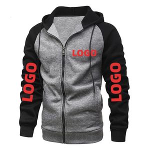 Herrtröjor tröjor anpassade lapptäcke märke hooded blixtlås långärmad vårens höstfleece casual streetwear manlig cardigan 3xl 231218