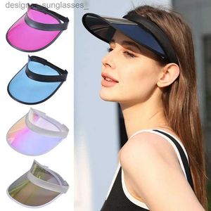 Viseiras PVC Anti-UV Mulheres Homens Verão Chapéu de Beisebol Transparente Vazio Top Plástico Visor Cs Bicicleta Sun Hat Sports AccessoriesL231219