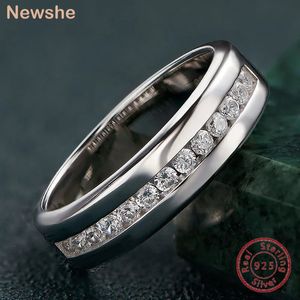 Wedding Rings she Genuine 925 Sterling Silver Wedding Rings for Men Half AAAAA Cubic Zircon Romantic Jewelry Size 7-14 231218