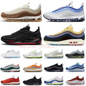 2024 satan cushion 97s running shoes for women men Washed Denim Max Medium Brown Airsmax97 Sean Wotherspoon MSCHF x INRI Jesus Blueberry sports trainers sneakers