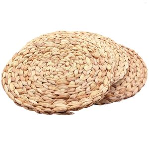 Table Mats 4Pc Natural Water Gourd Woven Placemat Round Rattan Mat Pad Green Tropical Weddi