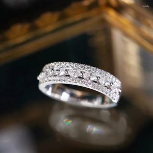 Wedding Rings Low-key Fancy Design Women Inlaid Round/Marquise Shaped CZ Fashion Female Accessories Anniversary Girl Gift