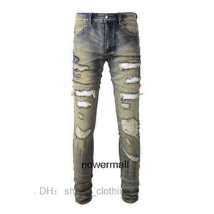 Marchio amari amirl Indossati amirlies am Street amis imiri amiiri Moda amri jeans Snake Designer Abbigliamento Jeans Uomo Pantaloni denim con fori alti rotti Nostalgico S R339