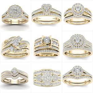 Solitaire Ring Mifeiya Luxury Wedding Engagement Lover's Ring Set Bling Iced Out Geometric AAA Cubic Zircon Crystal Ring For Par Women Men 231218