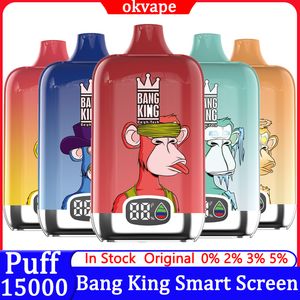 Bang King Dijital 15000 Puflar Tek Kullanımlık Vape E Sigara Puflar 15K 0% 2% 5% 25ML POSEFLE POD 1.0OHM KAPALI BRIL 650mAH Şarj Edilebilir Pil Vapers Akıllı Ekran Kalemi