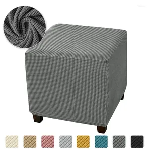 Chair Covers 1PC Polar Fleece Stretch Ottoman Stool Cover Square Footstool All-inclusive Elastic Durable Footrest Slipcover Living Room