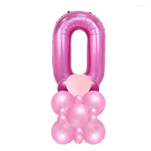 Decoração de festa 30 polegadas rosa vermelha 0-9 números balões casamento látex hélio fosco balão redondo aniversário chá de bebê globos decoração