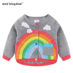 Pullover Mudkingdom Toddler Girl Boy Cardigan Sweater Lightweight Rainbow Clouds Knit Outerwear for Kids Clothes Cotton Spring Autumn 21081