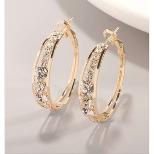 Wholesale Fashion Crystal Gold Sier Diamond Hie Hoop Earrings for Women Jewelry