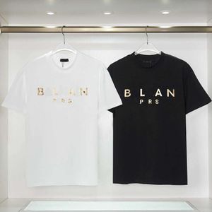 Designer Luxus Balans Classic 2023 Neues Kurzarm-T-Shirt für Männer und Frauen, lockeres, lässiges Oberteil aus reiner Baumwolle mit goldenem Metalldruck