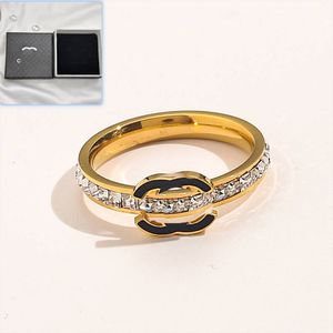 Designer-Liebesgeschenk-Ring, neuer Luxus-Kristall-Paar-Ring, klassischer Stil, Charm-Ring, Boutique-Box-Verpackung, 18 Karat vergoldeter Ring