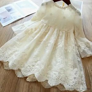 Girl's Dresses New Autumn Lace Kids Dress for Girls Long Sleeves Vintage Causal Dresses for 3-8Y Child Princess Birthday Party Elegant Vestidos