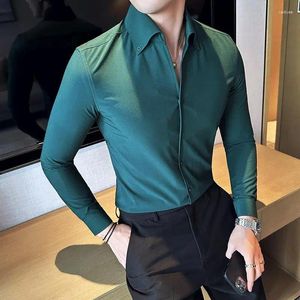 Men's Casual Shirts Plus Size 4XL-M Autumn Winter Long Sleeve Social Dress All Match Business Formal Wear Slim Fit Prom Tuxedo