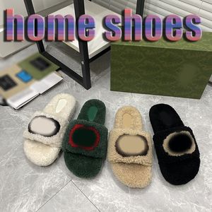 Home Shoes G حرف Lamb Woom Slippers Slippers الخريف الشتاء الجلود الملونة الجديدة والصوف المتكاملة للخلع الفخمة CSD2312195-20