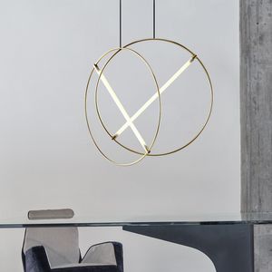 Nordic Circle LED Tube Lampy Lampy projektanckie lampy do hali restauracji salon w zawieszaniu lampy dekoracyjne oświetlenie