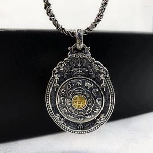 Collane con ciondolo Vajra vintage che ruota su nove palazzi e otto ciondoli di marca in argento sterling