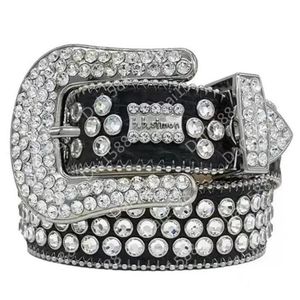 Cintura Bb firmata Simon Cinture per uomo Donna Cintura con diamanti lucidi Nero su nero Blu Bianco Multicolor con strass scintillanti come regalo274I