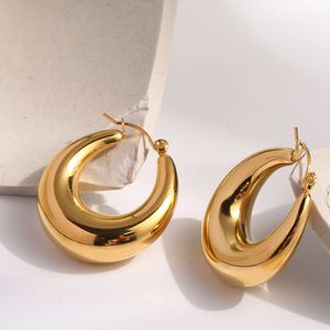 New Arrival Gold Plated Stainless Steel Thick Hie Geometric Chunky Hoop Earrings for Women