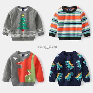 Pullover 2-8T Cartoon Pullover für Jungen Mädchen Kleinkind Kind Baby Kleidung Herbst Winter Warme Strickpullover Top Tiere Drucken StrickwarenL231215