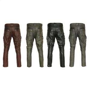 Женские брюки-капри, мужские кожаные брюки для мужчин, мотоциклетные брюки из натуральной воловьей кожи, защитные байкерские брюки для верховой езды, защитные брюки Pantalones Cuero Moto 231218