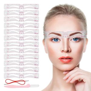 Eyebrow Tools Stencils 12Stylesset Eyebrow Stencil Set Reusable DIY Eye Brow Drawing Guide Styling Shaping Grooming Template Card Easy Makeup 231218
