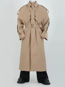 Herrenjacken, dunkler Avantgarde-Stil, Kleidung, dekonstruierte Silhouette, Mantel, stereoskopischer Trenchcoat über dem Knie, langes Oberteil