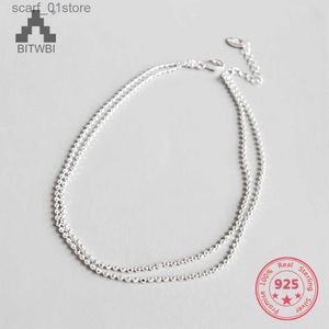 Anklets Summer Fashion 925 Sterling Silver Chain Anklets for Women Beach Party Pärlor Ankel Armband Fot smycken Girl Best Giftl231219