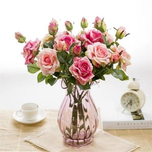 Flores em botão de látex artificial rosa para casamento buquê de flores com toque real decorações para casa party181x