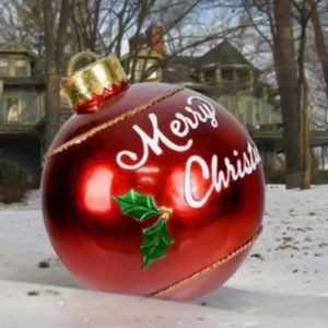 クリスマスの装飾60cm屋外クリスマスインフレータブル装飾ボール作られたPVC巨大な大きな大きなボールの木の装飾屋外装飾のおもちゃボール231218
