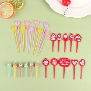 Forchette 5 pezzi/9 pezzi Mini cartone animato Natale forchetta da frutta Bambini Snack Dessert Scegli torta Bento Pranzi Decorazione del partito Carino