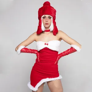 Scenkläder 2023 Jazz Dance Clothes Women Red Hat Dress Festival Party Rave Outfit Nightclub Bar Gogo Performance Costume Set