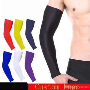 PADS LOGO Custom Basketball Arm Extension Pulseiro de cotovelo respirável Proteção UV Dech esportes Equipamento solar Pesca de armas de pesca com mangas do braço WA WA