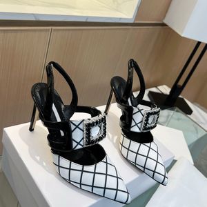 Dedo do pé de alta qualidade 9,5 cm de altura Bimixpla embelezado Slingback Bombas Stiletto Heel Evening Wedding Dress Shoes Designers de luxo femininos para calçados de fábrica