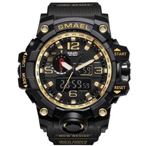 Smael 1545 Brand Men Sports WatchesデュアルディスプレイアナログデジタルLED電子クォーツリストウォッチ防水水泳軍事WA289W