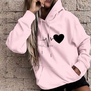 Maglioni da donna Dropshipping!! Felpa con cappuccio da donna nuovo arrivo con coulisse pullover caldo stampa cuore primavera felpa con cappuccioL231213