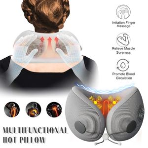 Massaging Neck Pillowws Multifunction Memory Foam Neck Pillow Heated Massage Soft Airplane Pillow Ergonomic Massage Healthcare Travel Pillows for Nap 231218