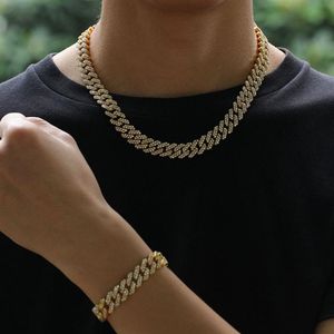 Hip Hop Diamond Iced Out Chains Halsband armband smycken österrikisk strass Kuba -länk för män unisex party guld silver kedja n250b