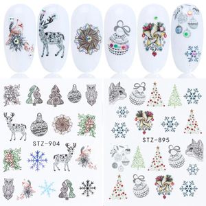 Decals Women Fashion Snowman Santa Christmas Nail Art Stickers 3Years Pattern As Picture