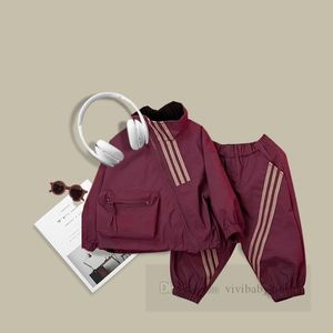 Boys stripe casual clothes sets kids oblique zipper long sleeve outwear with loose pants 2pcs 2024 spring children outfits Z6164
