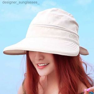 Visiere Donna Donna Outdoor C Anti-UV Visiera estiva Cappello da sole a tesa larga Cappello da spiaggia L231219