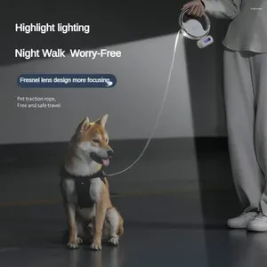 Dog Collars Automatic Retractable Leash LED Luminous Leading Fashion Light Straps For Puppy Pet Flexible Walking Running Lead Pupp