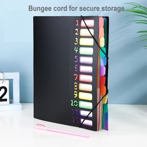 Arkivering levererar A4 filmapp med bungee cord regnbågens identifieringsklassificeringsindex 12 avdelare dokument Storge Produkt 231219